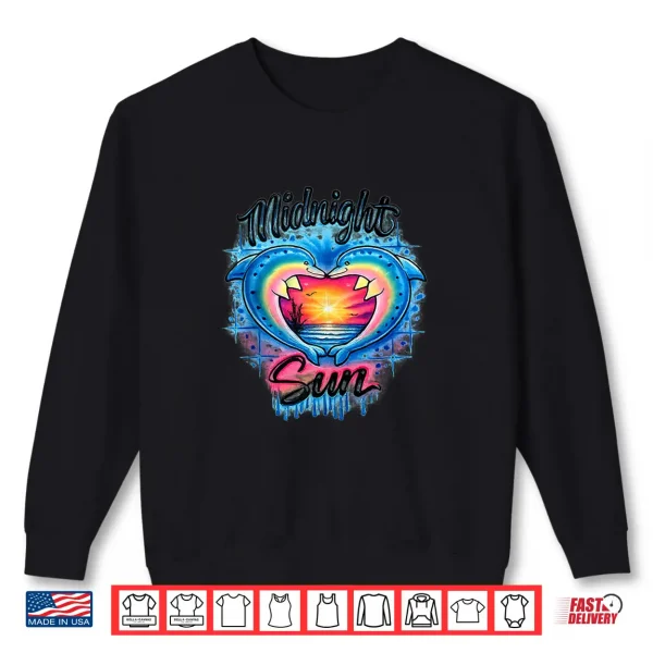 Sweatshirt Vintage Retro Larsson Midnight Sun Dolphin Graphic Shirt