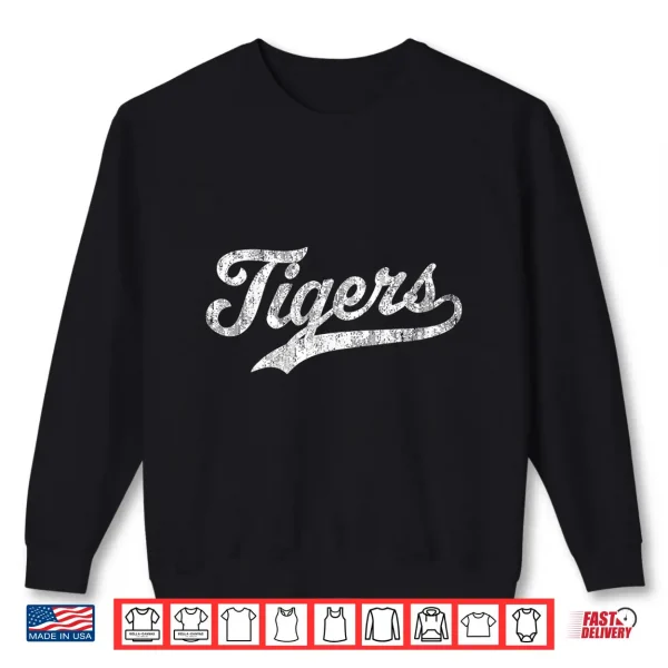 Sweatshirt Vintage Tigers Name Personalized Retro for Men Women Kid Shirt