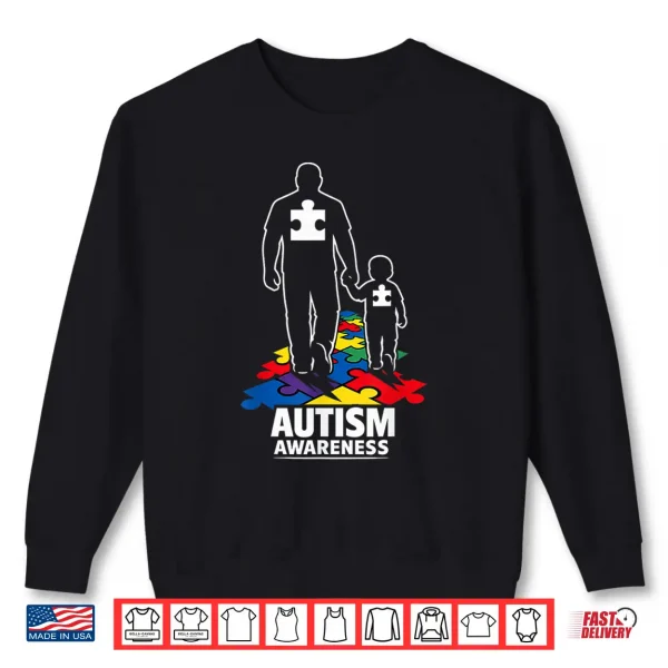Sweatshirt Walking Together Puzzle Autism Dad Professional Family Shirt