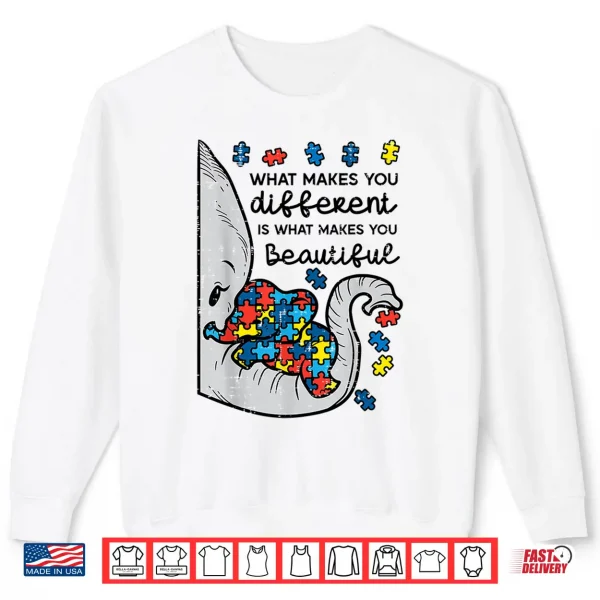 Sweatshirt What Makes You Different Beautiful Elephant Autism Awareness Shirt