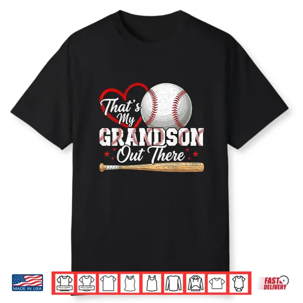 Thats My Grandson Out There Women Baseball Grandma Shirt