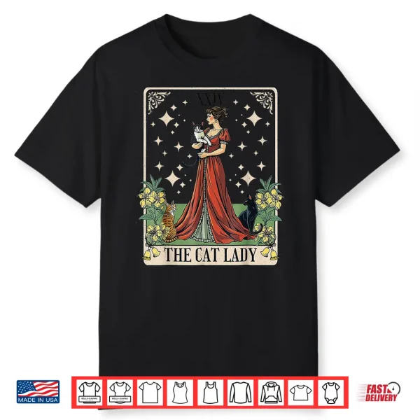 The Cat Lady Tarot Card Vintage Gothic Cat Women Cat Mom Shirt