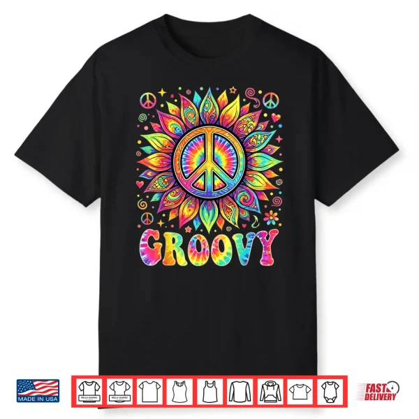 Tie Dye Groovy Sunflower Peace Sign Hippie Shirt