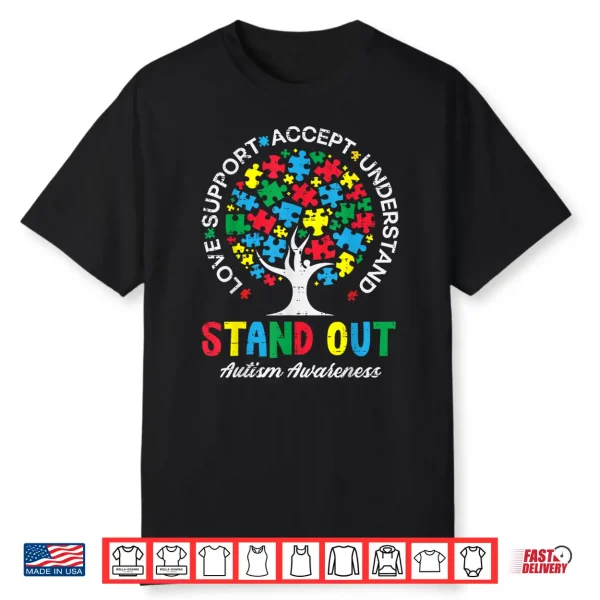 Tree Puzzle Stand Out Asd Awareness Professional Graphic Shirt
