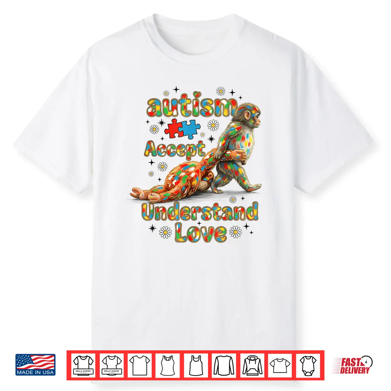 Trendy Baby Monkey Autism Awareness Accept Understand Love Shirt Trendy Baby Monkey Autism Awareness Accept Understand Love Shirt