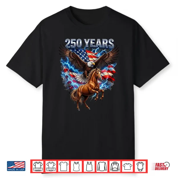 Usa 250Th Anniversary Bald Eagle & Clydesdale Horse Shirt