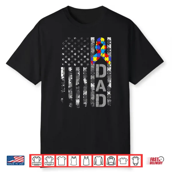 Usa Flag Fathers Day Autism Awareness Dad Professional Shirt