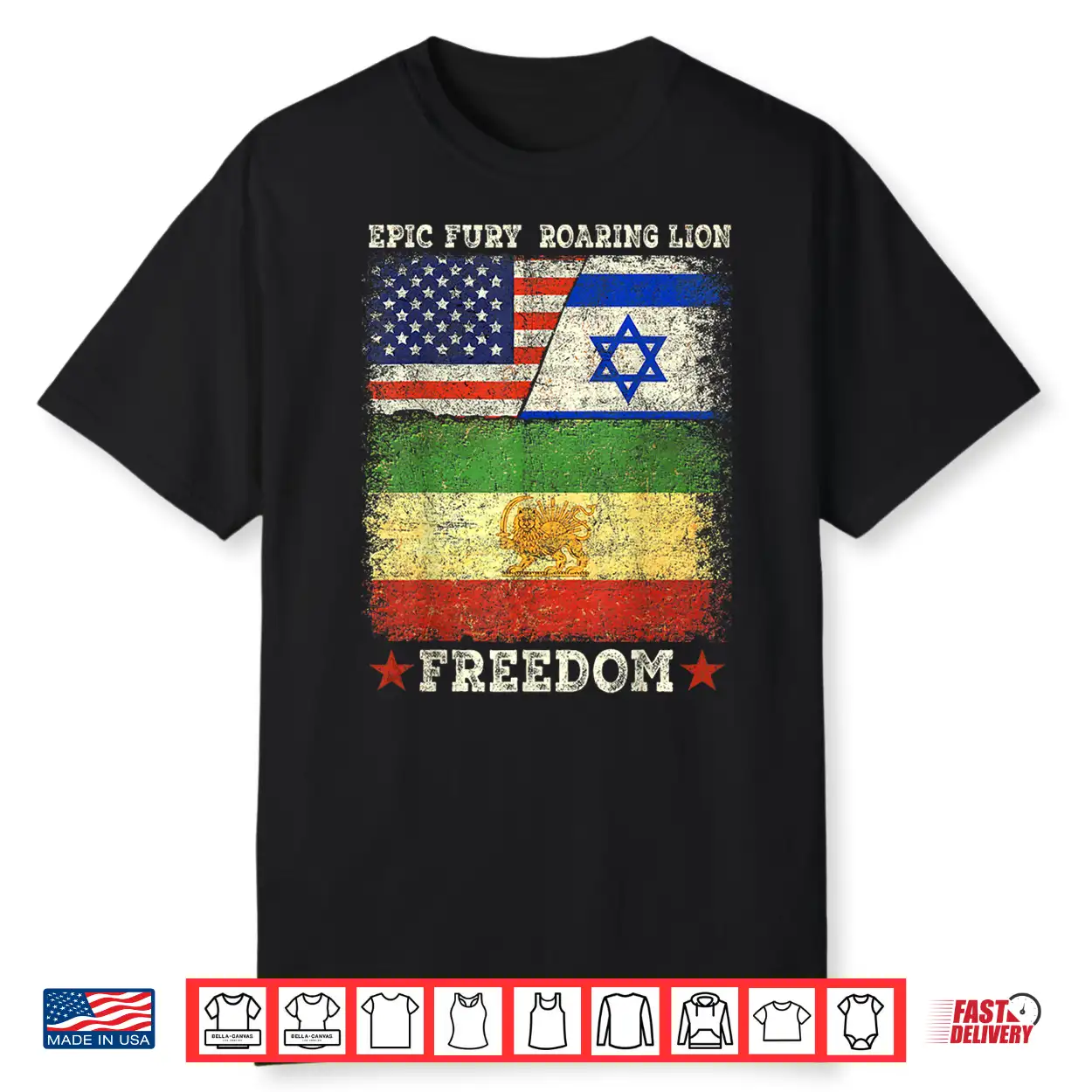 United States Israel Iran Lion And Sun Flags Freedom Unity Shirt United States Israel Iran Lion And Sun Flags Freedom Unity Shirt