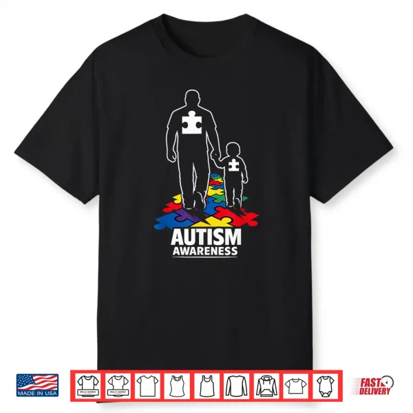 Walking Together Puzzle Autism Dad Professional Family Shirt