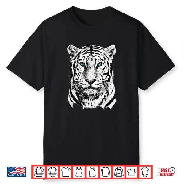 White Tiger Wild Animal Big Cat Blue Eyes Wildlife Portrait Shirt
