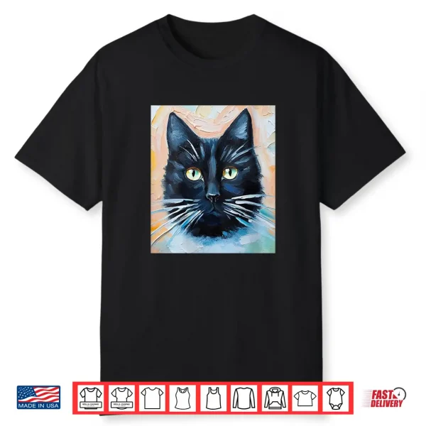 Womens Black Cat Professional Minimalist Modern Graphic Shirt