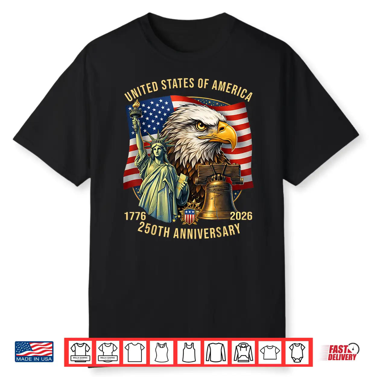 250 Years 1776 2026 250Th Birthday Eagle Liberty Bell Shirt 250 Years 1776 2026 250Th Birthday Eagle Liberty Bell Shirt