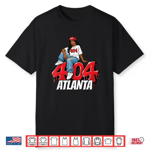 404 Atlanta Georgia Graffiti Black Woman Red Hat Shirt