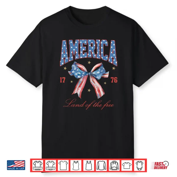 4Th Of July America Coquette Bow Independence Day Patriotic Shirt