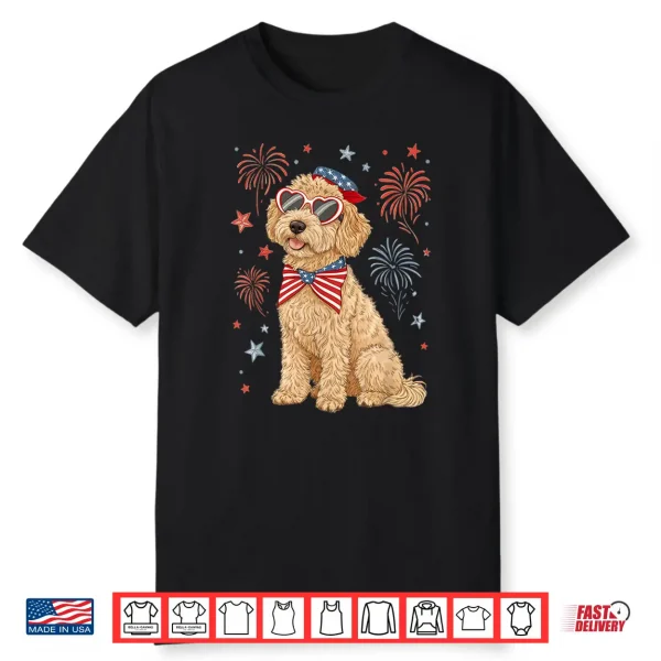 4Th Of July Patriotic Goldendoodle Coquette Bow Usa Flag Shirt