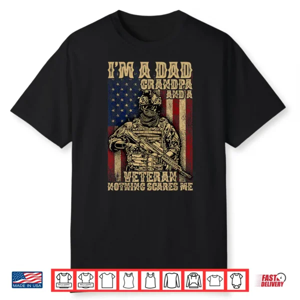 4Th Of July   Usa Flag   I’M A Dad Grandpa And A Veteran Shirt