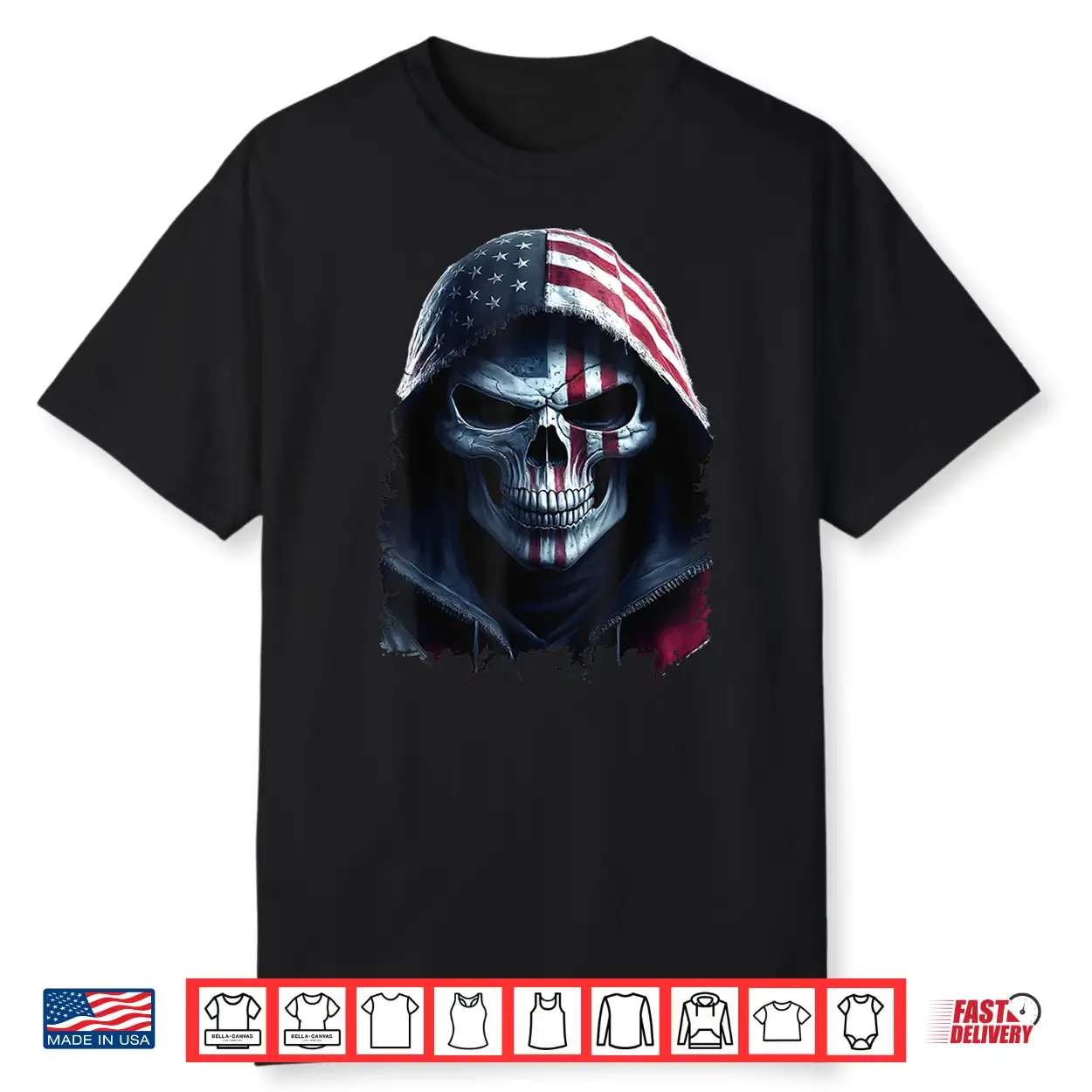 American Flag Skull Art Grim Reaper With Usa Flag Hood Shirt American Flag Skull Art Grim Reaper With Usa Flag Hood Shirt
