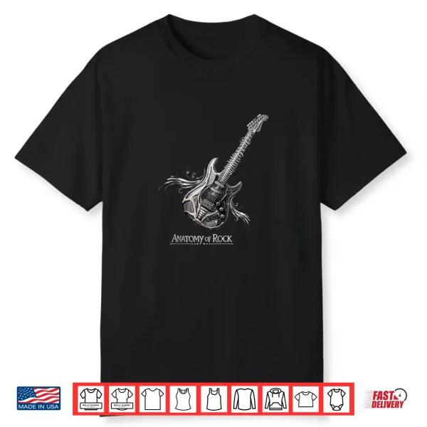 Anatomy Of Rock Guitar With Spine And Bones Graphic Art Shirt