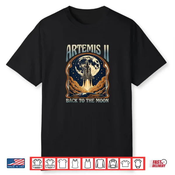 Artemis Ii Back To The Moon Vintage Space Launch Rocket Shirt