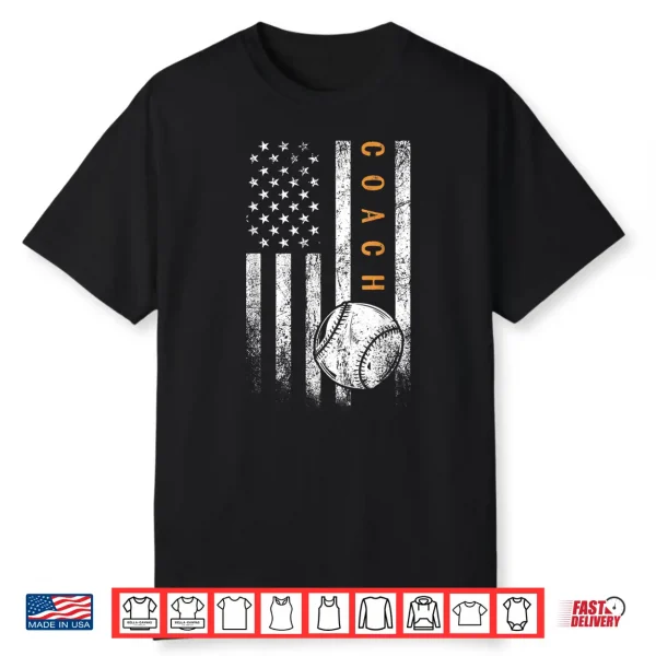 Baseball Coach American Flag Baseball Trainer Coaching Shirt
