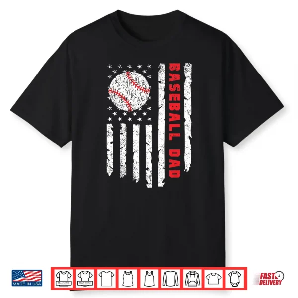 Baseball Dad Usa American Flag Patriotic Dad Father’S Day Shirt