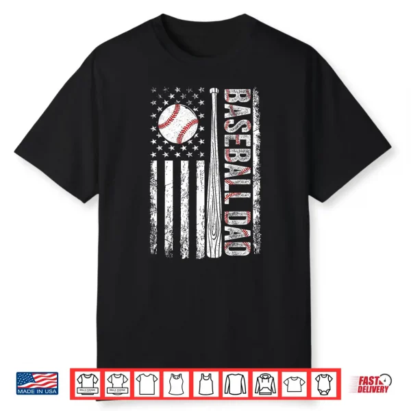 Baseball Dad American Flag Patriotic Father’S Day Usa Flag Shirt