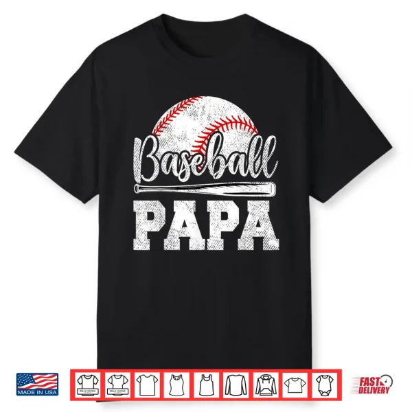 Baseball Papa Baseball Player Game Day Father’S Day Shirt
