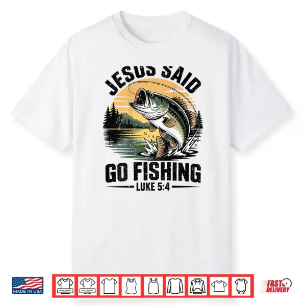 Boy Christian Fishing Jesus Said Go Fishing Bible Verse Teen Shirt