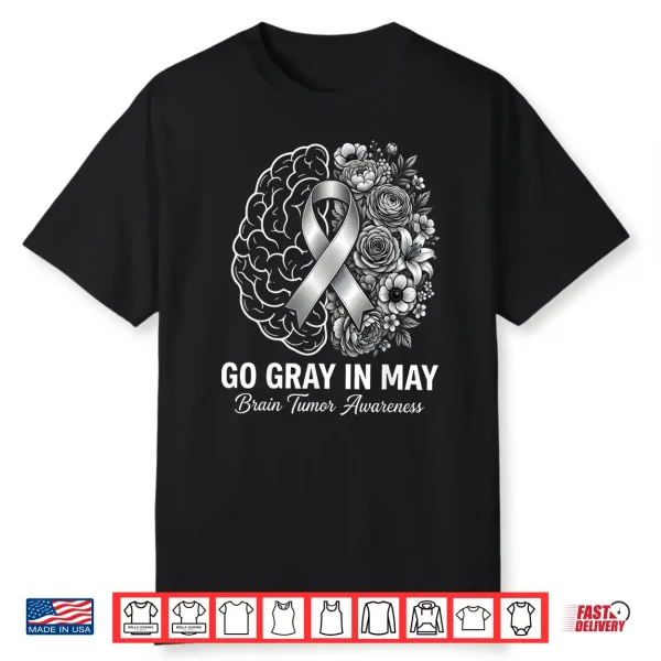 Brain Tumor Awareness Wear Gray In May Strong Warrior Cancer Shirt