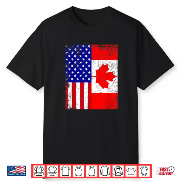 Canadian American Shirt Usa Canada Flag 4Th Of July Tshirt