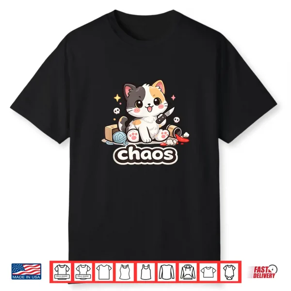 Chaos Cat Kawaii Cute Funny Knife Kitty Meme Shirt