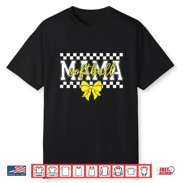 Checkered Softball Mama Cheer Mom Mothers Day Game Day Shirt