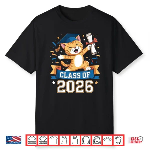 Class Of 2026 Graduation Cat Elementary Graduate 2026 Kids Shirt