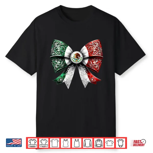 Coquette Ribbon Bow Mexican Flag Festive Latino Pride Shirt
