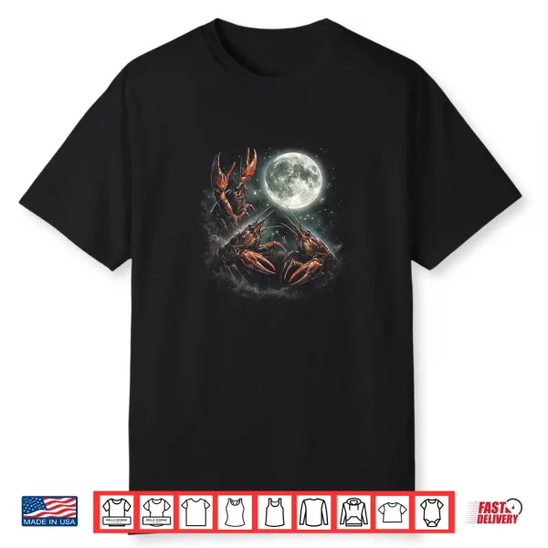 Crawfish Howling To The Moon Retro Vintage 90S Crawfish Moon Shirt