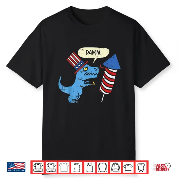 Damn Trex Short Hands Firecracker Funny Firework 4Th Of July Shirt