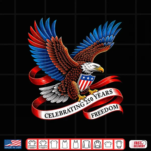 Design 250 Years American 250th 1776 2026 USA Flag 4th July Shirt