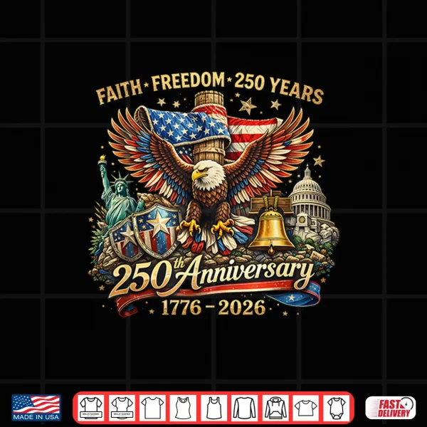 Design 250 Years of Freedom Vintage American Flag Eagle Shirt