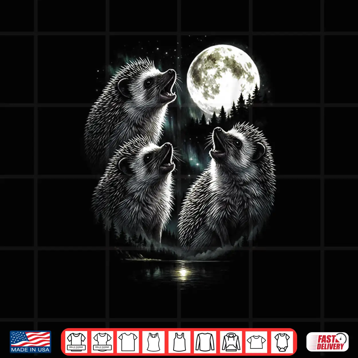 3 Hedgehog Howling At Moon Vintage Funny 80S 90S Graphic Shirt 3 Hedgehog Howling At Moon Vintage Funny 80S 90S Graphic Shirt