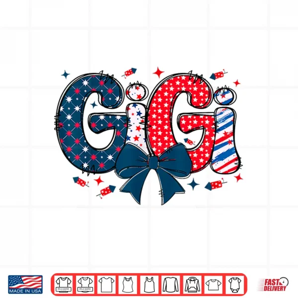 Design 4th July Gigi Coquette Red White and Blue Independence Day Shirt