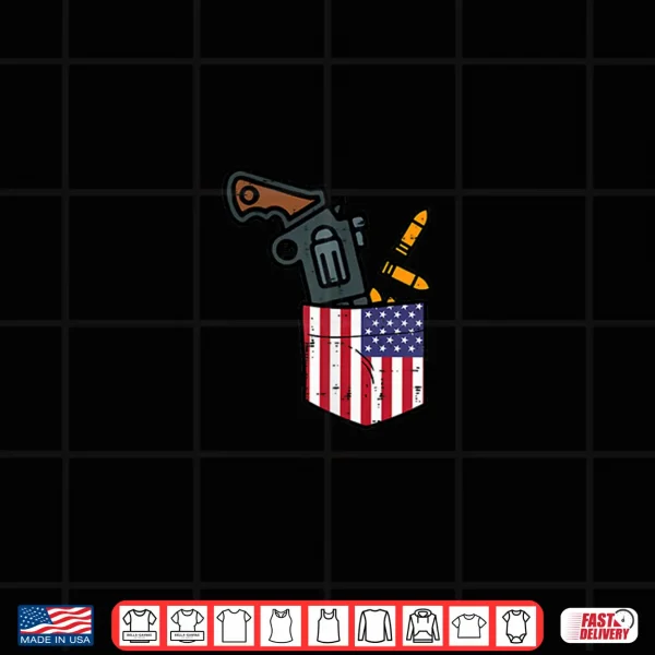 Design 4th Of July Gun US Flag Pocket Independence Day America Men Shirt