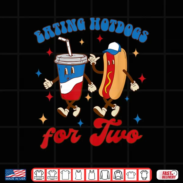 Design 4th Of July Pregnancy Announcement Eating Hotdogs For Two Shirt