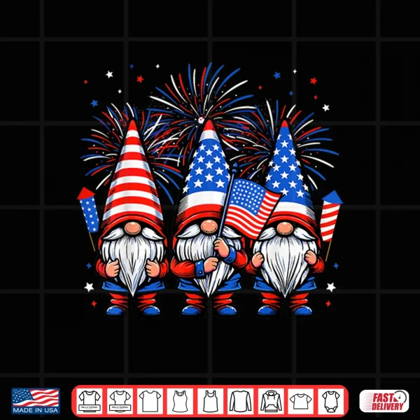 Design 4th of July Gnomes American Flag Patriotic Independence Day Shirt