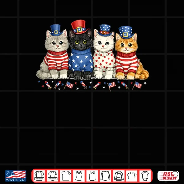 4Th Of July Patriotic Cats Flags Fireworks Independence Day Shirt 4 Design 4th of July Patriotic Cats Flags Fireworks Independence Day Shirt