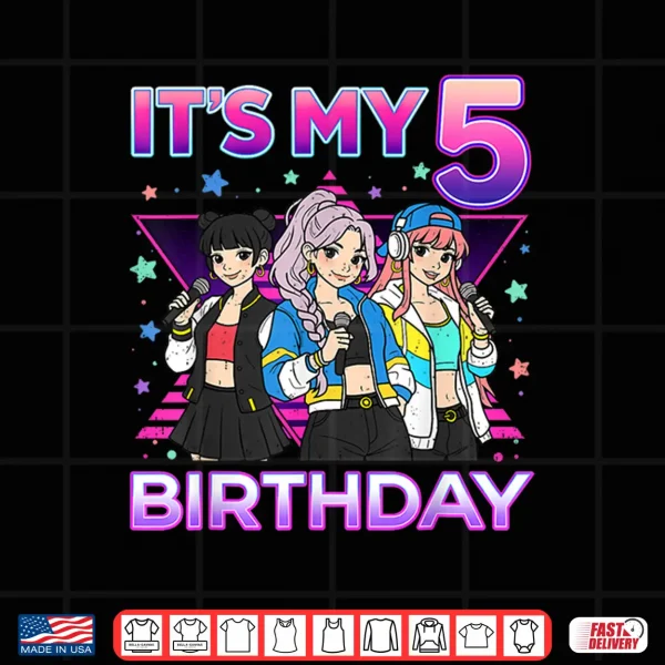 Design 5 Years Old Birthday K pop Kids 5th Birthday Girls K Pop Shirt