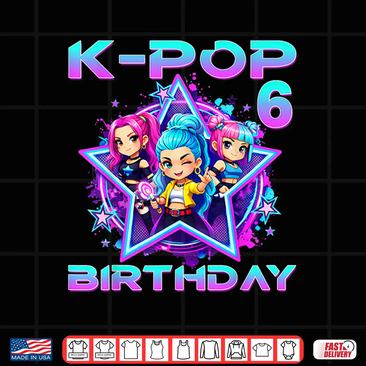 6Th Birthday K Pop 6 Year Old Korean Music Birthday K Pop Shirt 6Th Birthday K Pop 6 Year Old Korean Music Birthday K Pop Shirt