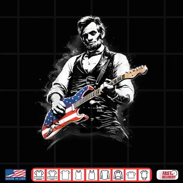 Design Abraham Lincoln Abe Lincoln Playing Guitar Shirt