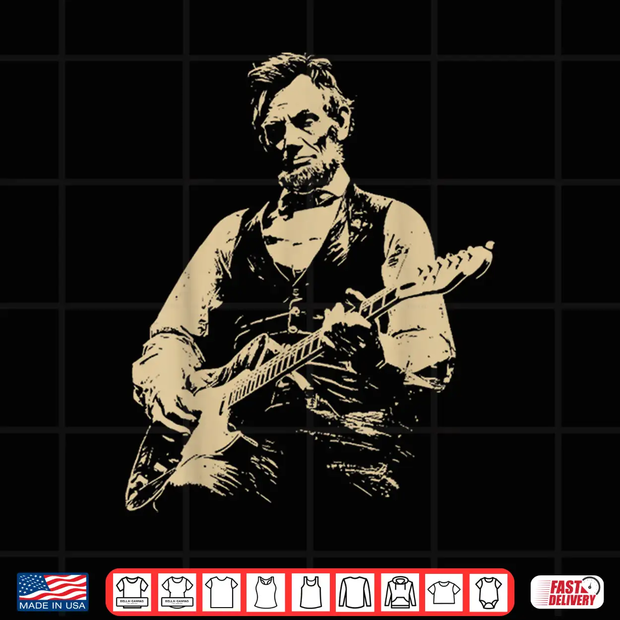Abraham Lincoln Playing Electric Guitar Rocker Shirt Abraham Lincoln Playing Electric Guitar Rocker Shirt