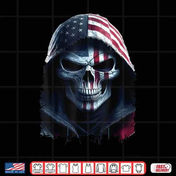 American Flag Skull Art Grim Reaper With Usa Flag Hood Shirt 4 Design American Flag Skull Art Grim Reaper with USA Flag Hood Shirt