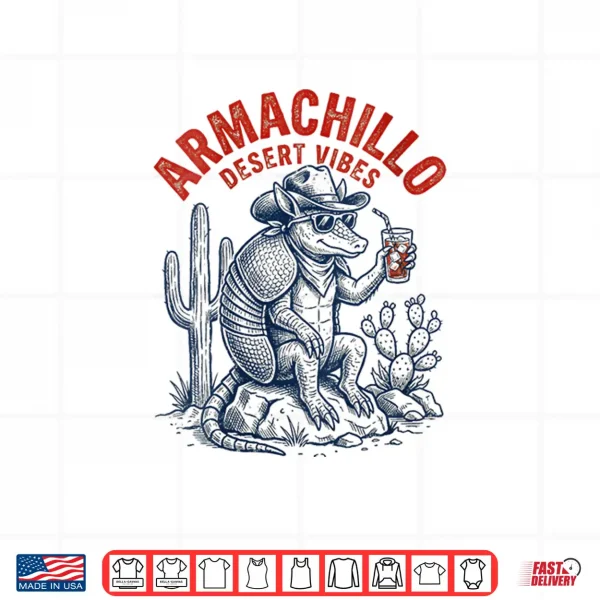 Design Armachillo Desert Vibes Cowboy with Bandana and Drink Shirt